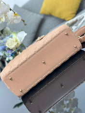 LARGE 32 LADY BAG IN PEACE LAMBSKIN WITH GOLD HARDWARE