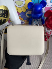 HM CONSTANCE BAGS 19 WHITE LAMBSKIN SILVER H BUCKLE MIX (MADE-TO-ODER)