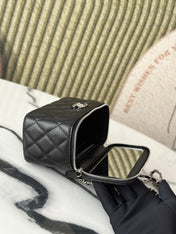 25P VANITY 17 CAVIAR WITH HANDLE METAL IN BLACK CALFSKIN SILVER HARDWARE