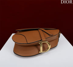 SADDLE BAG 25 WITH STRAP GOLD GRAINED CALFSKIN GHW