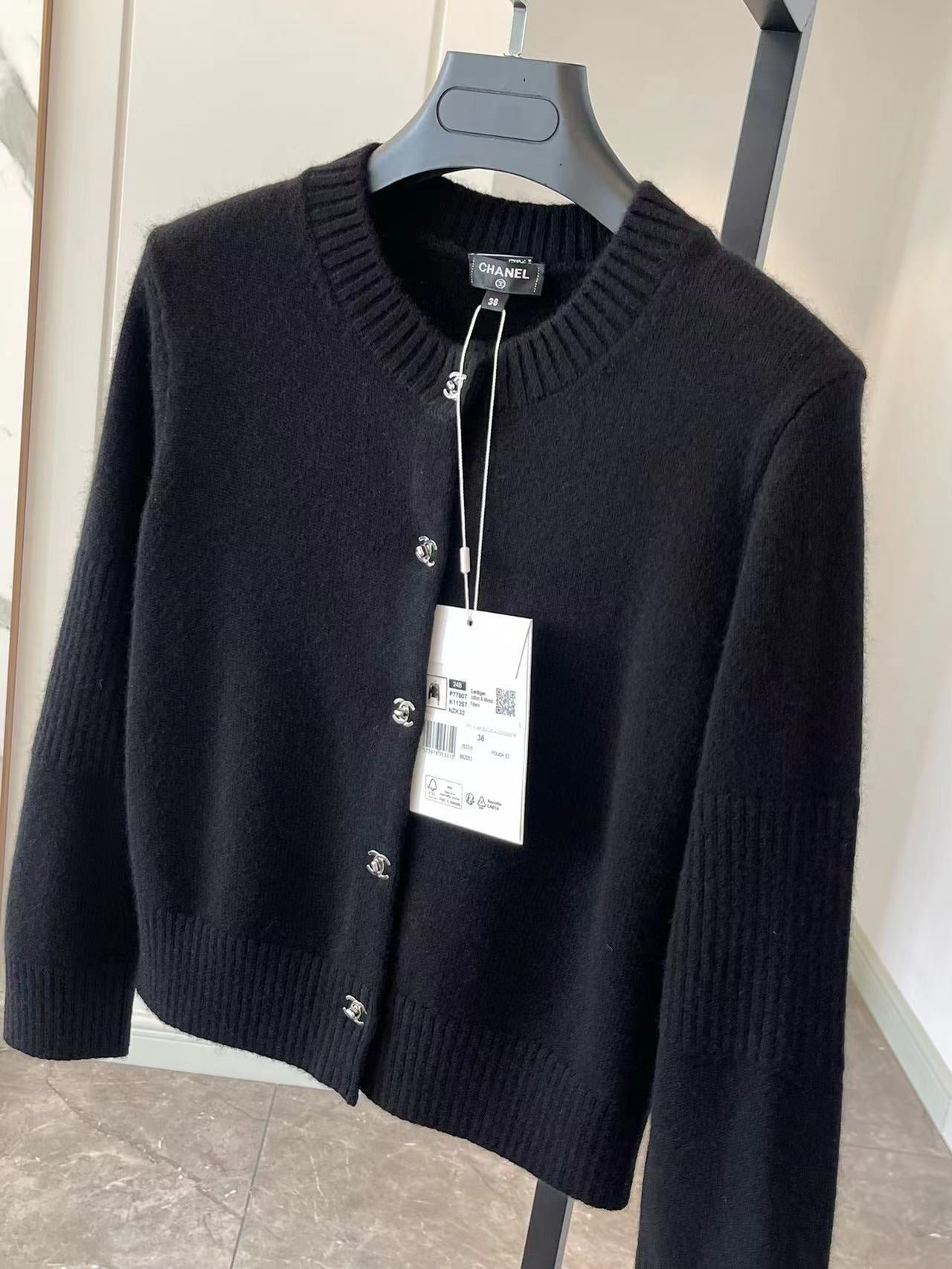 Chanel Black Cashmere Knitted Cardigan