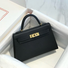 HM KELLY MINI 19 BLACK EPSOM CALFSKIN GOLD HARDWARE