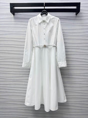 Gucci Midi Dress in White Cotton Poplin