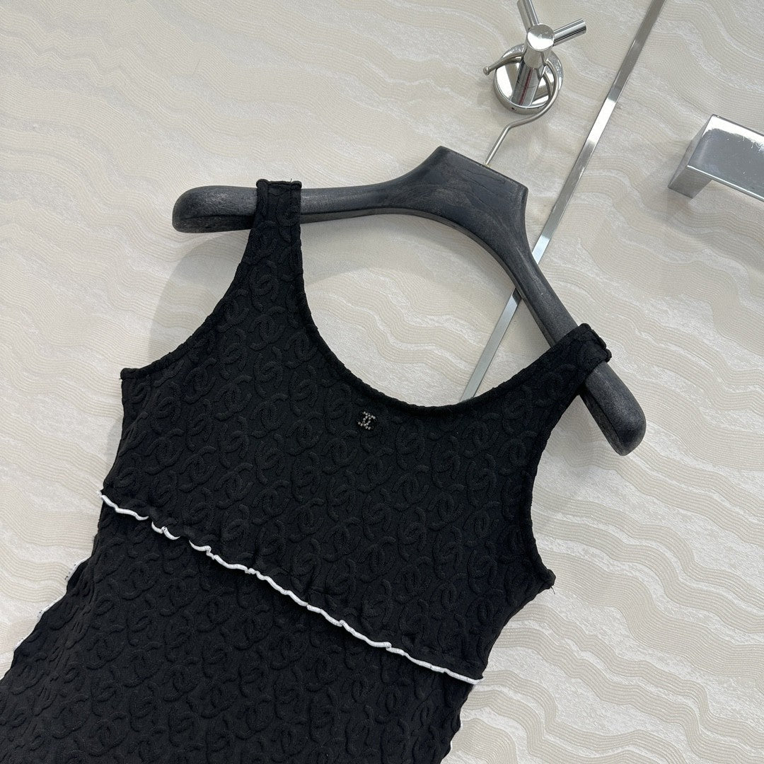 Coco Double C Jacquard Logo Classic One-piece Swimsuit