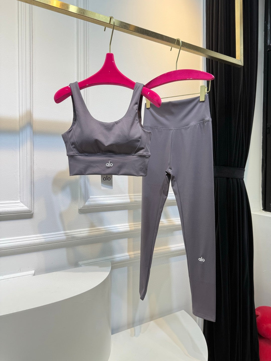 Full Set Alo Yoga Grey Cotton