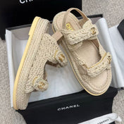 CC FOOTWEAR – BEIGE BRAIDED RAFFIA SANDALS