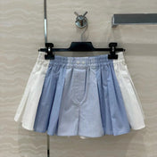 AW Pleated Mini Shorts in Blue Cotton