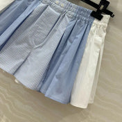AW Pleated Mini Shorts in Blue Cotton