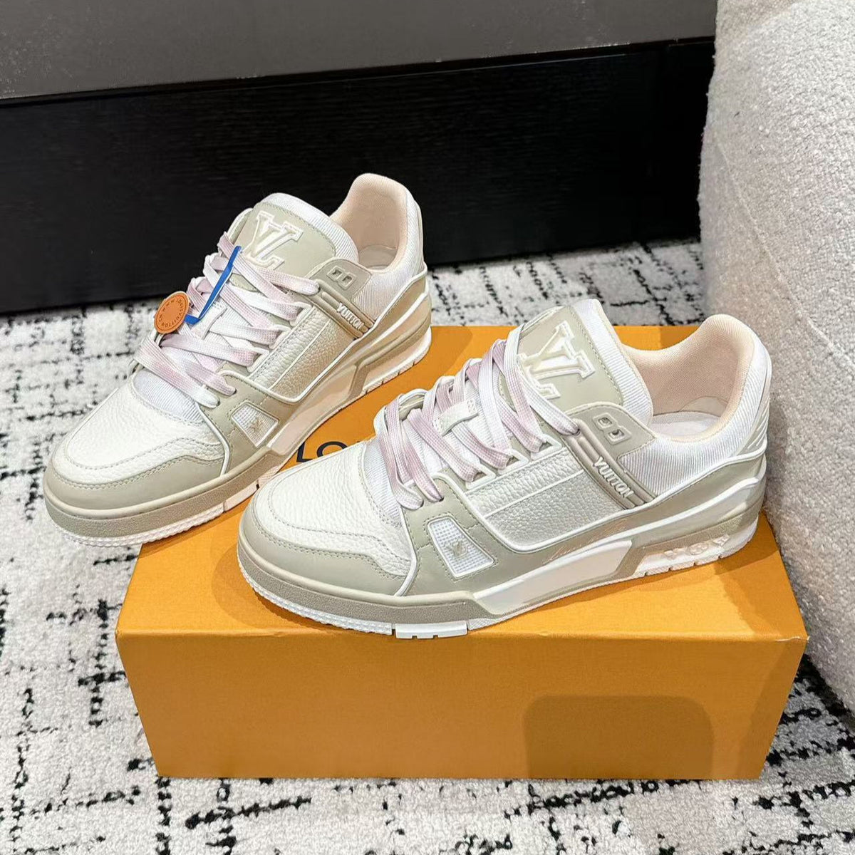 LV TRAINER SNEAKERS IN WHITE CALFSKIN