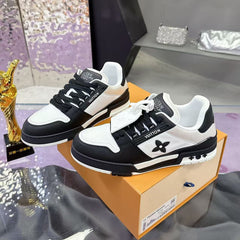 LV TRAINER SNEAKERS IN BLACK AND WHITE CALFSKIN