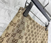 GG Brown Mix Light Green Canvas Mini Skirt With Embroidery