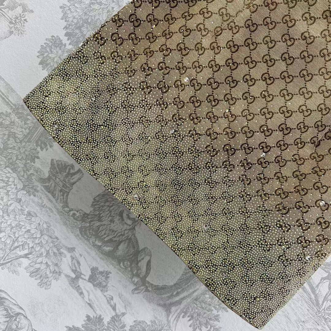 GG Brown Mix Light Green Canvas Mini Skirt With Embroidery