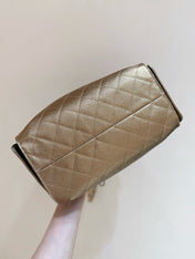 CHANEL 25 MEDIUM HANDBAG 30 IN GOLDEN BROWN CALFSKIN WITH GOLD HARDWARE