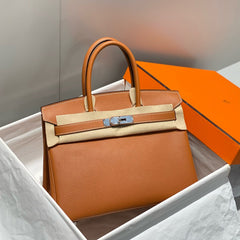 HM BIRKIN 30CM BROWN TOGO LEATHER SILVER HARDWARE
