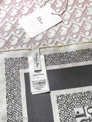 CD SCARF DOUBLE-SIDED IN PINK AND GREY MONOGRAM SILK