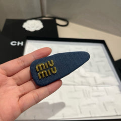 HAIR CLIPS IN BLUE DENIM (ONE PAIR)