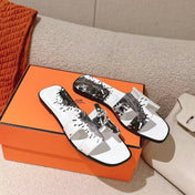 0RAN SANDAL IN BLACK MIX WHITE CALFSKIN