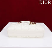 SMALL LADY D-JOY 22 WHITE LAMBSKIN GOLD HARDWARE