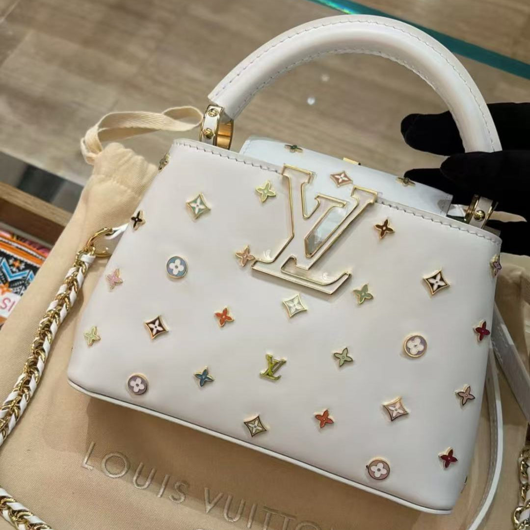 LV CAPUCINES 21 IN MULTICOLOR CALFSKIN GOLD HARDWARE TP2
