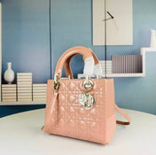 LADY BAG 24 BEIGE PATENT CALFSKIN GOLD HARDWARE