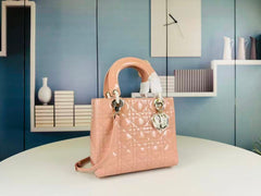 LADY BAG 24 BEIGE PATENT CALFSKIN GOLD HARDWARE