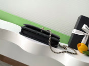 CC FLAP BAG 19 IN BLACK CALFSKIN GOLD HARDWARE