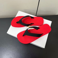 THE ROW THICK-SOLED FLIP FLOPS IN RED RUBBER
