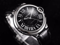 BALLON BLEU 42 BLACK DIAL LEATHER BRACELET
