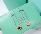 DIAMOND AND MOTHER PEARL CIRCLE NECKLACE PENDANT