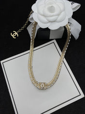 DOUBLE C WHITE STRING NECKLACE GOLD DIAMOND