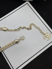 DOUBLE C WHITE STRING NECKLACE GOLD DIAMOND