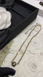 DOUBLE C ONYX NECKLACE GOLD DIAMOND