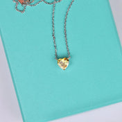 HEART SHAPE SILVER YELLOW DIAMOND NECKLACE