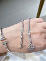 HM SILVER CHAINE D’ANCRE CLOSURE DIAMOND FINESSE BRACELET