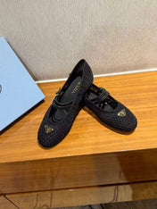 BALLERINAS BALLET FLATS IN BLACK MESH FABRIC