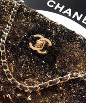 CC 20 SEQUINS FLAP BAG IN BLACK MIX BROWN