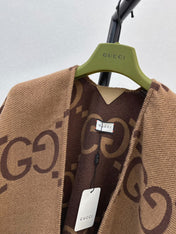 GG REVERSIBLE JUMBO CASHMERE CAPE IN BROWN