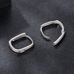 Bamoer U Moissanite Oval Hoop Earrings Geometry Ear Clip D Color VVS1 EX 925 Sterling Silver Original Luxury Jewelry Mother Gift