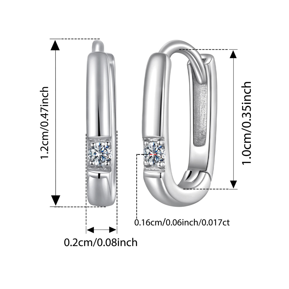 Bamoer U Moissanite Oval Hoop Earrings Geometry Ear Clip D Color VVS1 EX 925 Sterling Silver Original Luxury Jewelry Mother Gift