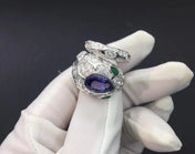 SERPENTI RING AGATE SILVER DIAMOND SNAKE