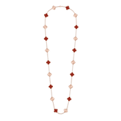CLOVER 20 MOTIF CARNELIAN 86CM NECKLACE