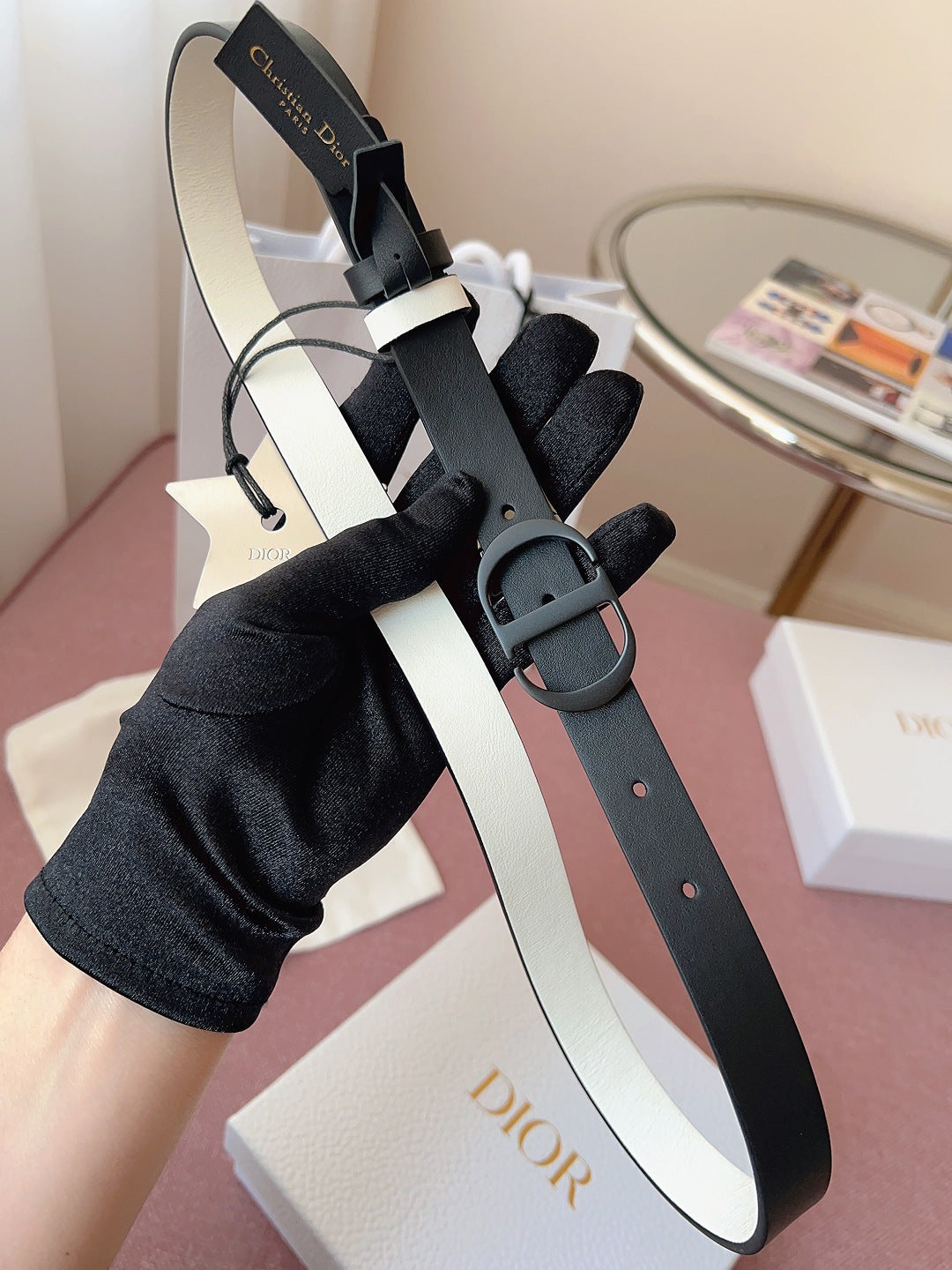 DIOR 25S BELT 20 MM IN BLACK CALFSKIN 618008