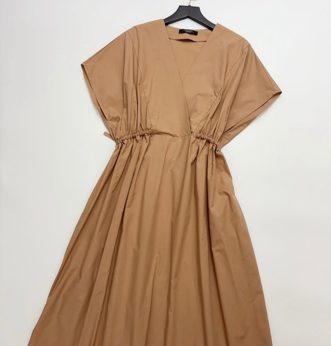 MAX MARA 25S V-NECK SHORT-SLEEVE RAGLAN DRESS 113