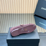 CHANEL 25S FURRY MARY JANE SHOES IN DARK PURPLE SUEDE