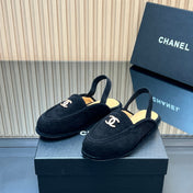CHANEL 25S BACK STRAP MULE 15MM IN BLACK SUEDE GOLD HARDWRE