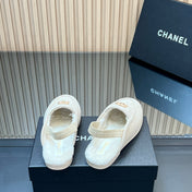 CHANEL 25S BACK STRAP MULE 15MM IN IVORY SUEDE AND WOOL GOLD HARDWRE