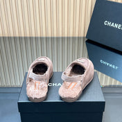 CHANEL 25S BACK STRAP MULE 15MM IN TAUPE GRAY SUEDE AND WOOL SILVER HARDWRE