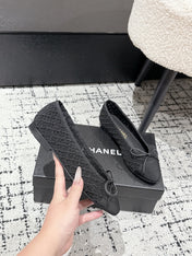 BALLET FLAT 25S IN BLACK TWEED