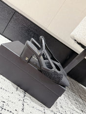 HIGH SLINGBACK 25S IN BLACK FABRIC AND CALFSKIN