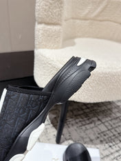 DIOR ADJUSTABLE STRAP SANDALS 25S 50 MM IN BLACK FABRIC MIX CALFSKIN STYLE 1